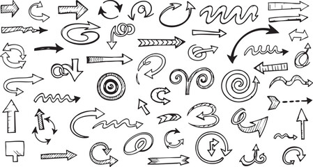 Fototapeta premium Hand-Drawn Vintage Arrow Doodle Collection Vector Set