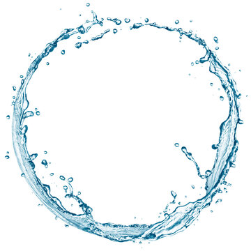 Water splash in circle isolated