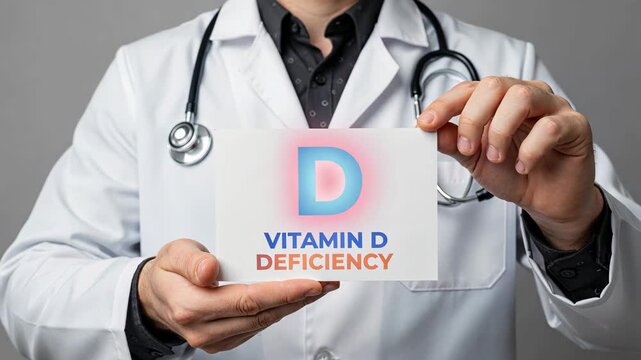 Medical professional holding card on vitamin d deficiency