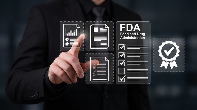 FDA compliance concept with digital healthcare regulation and business technology