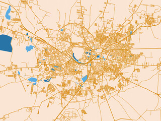 Obraz premium Simplified city layout of Bellary, India