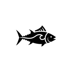 Obraz premium Black Silhouette of Tuna Fish in Swimming Pose