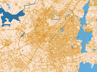 Fototapeta premium Minimal street plan of Gurgaon, India