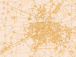 Fototapeta premium Minimal city map of Hoshiarpur, India with mustard-gold streets on cream
