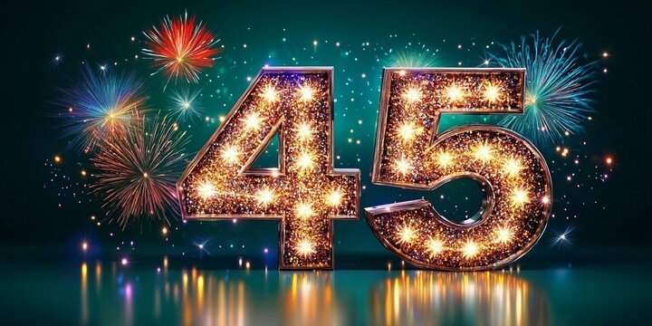 Celebrating 45th Anniversary with Sparkling Lights and Fireworks in a Joyful Festive Atmosphere