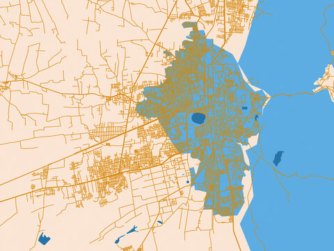 Geographic city layout of Junagadh, India