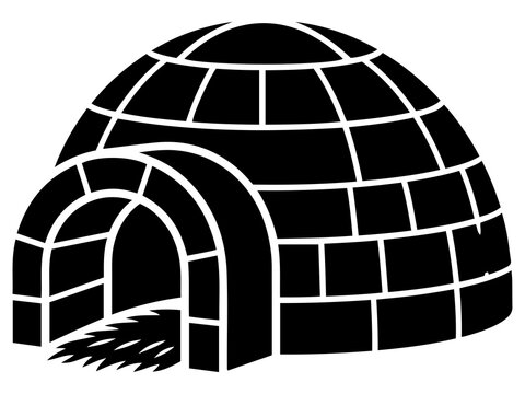 Igloo Silhouette, Arctic Ice House Icon, Vector Snow Dwelling Illustration

