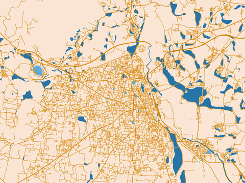 Urban planning style map of Nagercoil, India