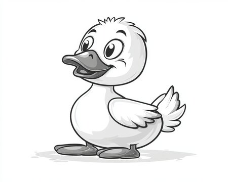 A Cheerful Cartoon Duck with a Happy Smile, Ideal for Children s Illustrations and Fun Projects