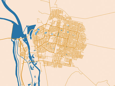 Clean urban street map of Samarra', Iraq