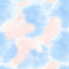 Fototapeta premium Abstract pastel watercolor seamless pattern background with soft pink and blue patches in a hand painted texture