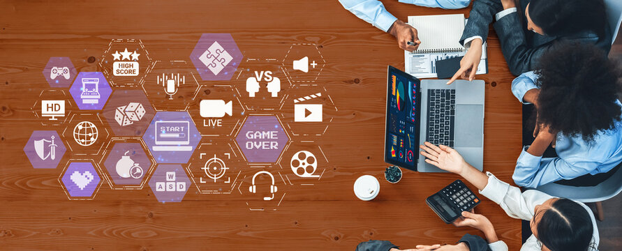 Gaming icons show online gaming, game streaming, and interactive play. Gaming supports esports, game community, and digital gaming experience. Entice