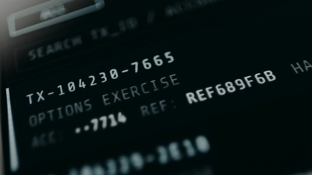 Financial Transactions from a Financial Database, records with TX IDs, account numbers and hash references