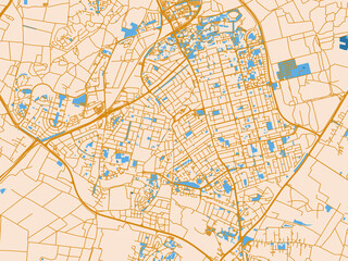 Obraz premium Minimal city map of Rehovot, Israel with gold and blue map palette