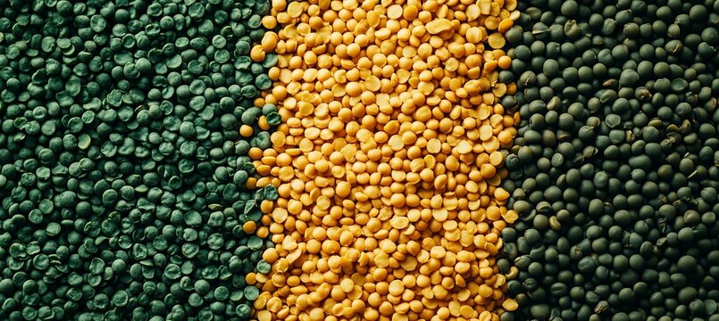 Vibrant Split Pea Harmony and Dehydrated Green Bean Chips in a Full Frame Macro Delightful Display