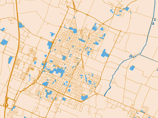 Fototapeta premium Minimal city map of Carpi, Italy with gold and blue map palette