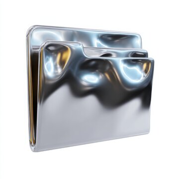 Shiny metallic folder icon for digital storage representation