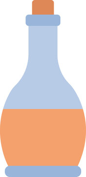 Stylized bottle vector illustration with orange stopper and two‑tone body, ideal for beverage, container, chemical, or decorative design projects.