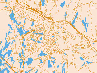 Obraz premium Urban map poster of Siena, Italy with minimal parchment-toned map with golden street network and sky-blue water areas