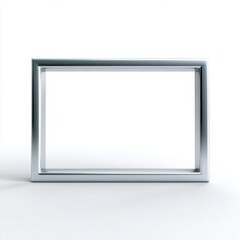 Fototapeta premium Minimalist shiny silver frame on white background