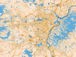 Fototapeta premium Street grid map of Torino Metropolis, Italy