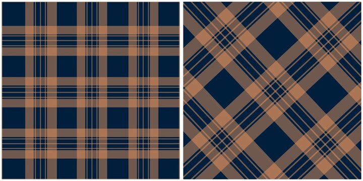 Blue and Brown Plaid Seamless Pattern