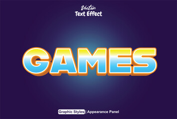 Fototapeta premium text effect games with 3d style blue background.