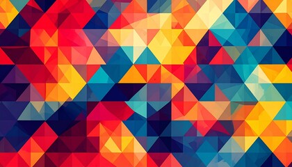 Fototapeta premium vibrant abstract geometric polygon art with warm and cool color gradient