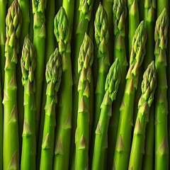 Obraz premium Vibrant Fresh Green Asparagus Spears Lying in Perfect Alignment, Showcasing Their Natural Textures