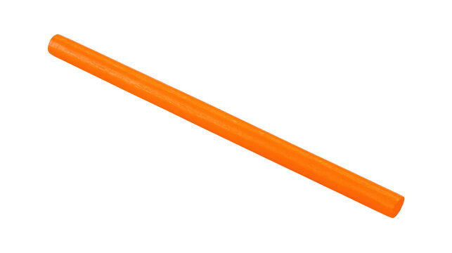 Simple straight cylindrical orange wooden dowel with a smooth sanded surface for DIY craft projects and structural models isolated on transparent background.