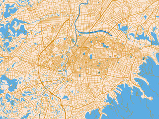 Fototapeta premium Simplified city layout of Miyakonojo, Japan