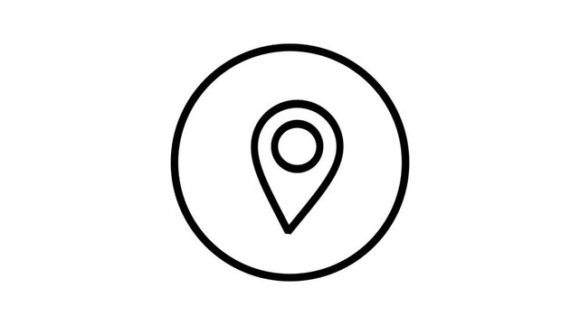 Map Location Pin Icon Animation. Simple animated icon of a location pin for map navigation, places, or address finders.
