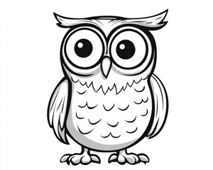 Fototapeta premium Charming Cartoon Owl Illustration with Big Playful Eyes, Perfect for Kids Artwork and Designs