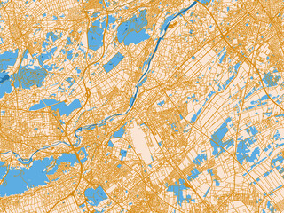 Fototapeta premium Clean urban street map of Sayama, Japan