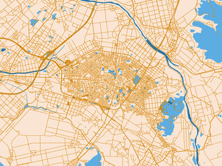 Fototapeta premium Simplified city layout of Shibata, Japan