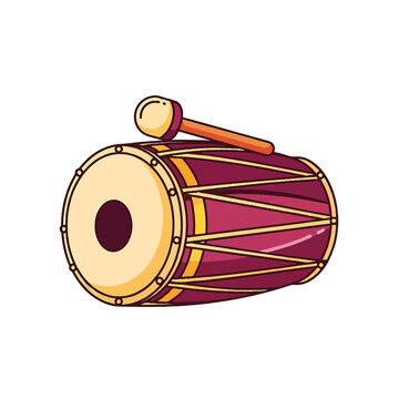 Indian Tabla Drum with Beater Illustration.
