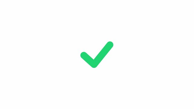 Minimal checkmark animation with smooth motion on clean background. Symbol of approval, success, and confirmation in simple modern visual style.