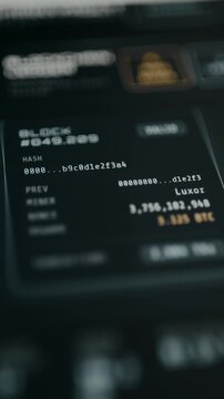 Detail for a Block in a blockchain, number, miner, reward and hash information
