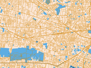 Naklejka premium Cartographic street layout — Tanashicho, Japan