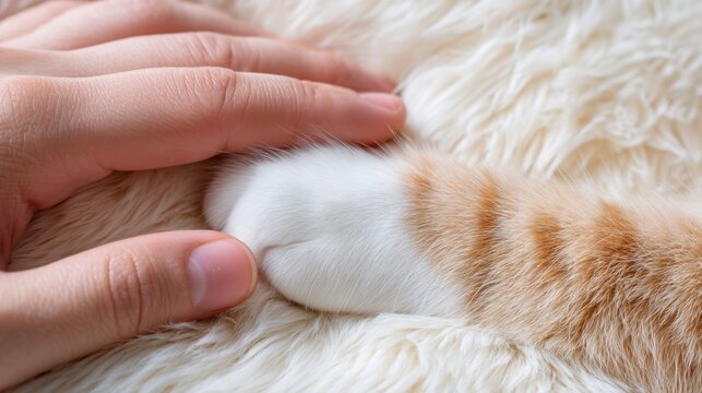 hand stroking fluffy cat fur, macro texture, softness, comfort, pet therapy, unconditional love, sensory touch
