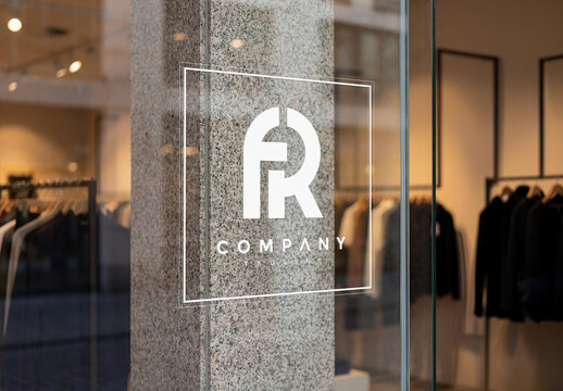Logo on a Clothing Store Window Glass Mockup