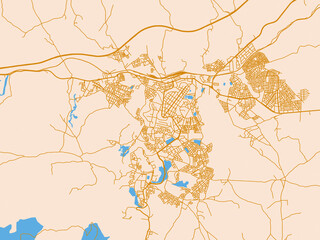 Obraz premium City layout poster — Taza, Morocco – gold and blue map palette