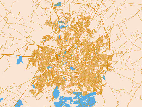 Urban planning style map of Oujda-Angad, Morocco