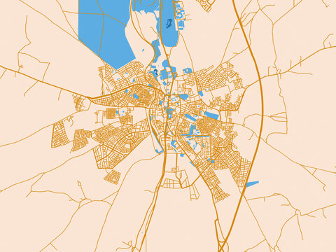 Graphic city map artwork of Settat, Morocco