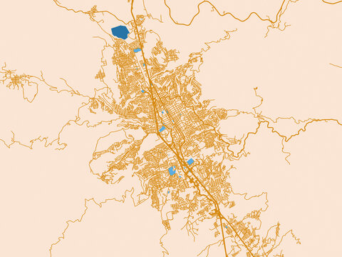 City layout poster &mdash; Chilpancingo, Mexico &ndash; mustard-gold streets on cream