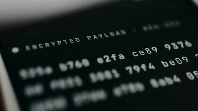 Encrypted payload displayed as hexadecimal blocks
