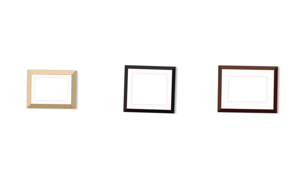 Minimalist Picture Frame Set in Black Brown and Wood for Certificate and Photo Vector PNG JPG