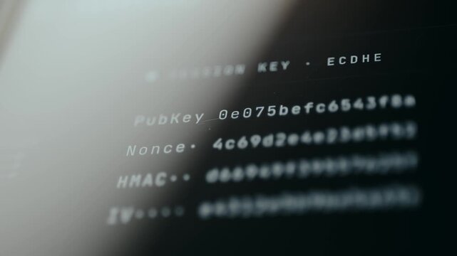 ECDHE session key panel with rapidly cycling hex data