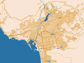 Naklejka premium Urban street grid of Ensenada, Mexico