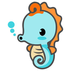 Fototapeta premium A cute cartoon seahorse with a thought bubble in a playful vector illustration